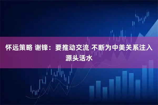 怀远策略 谢锋：要推动交流 不断为中美关系注入源头活水